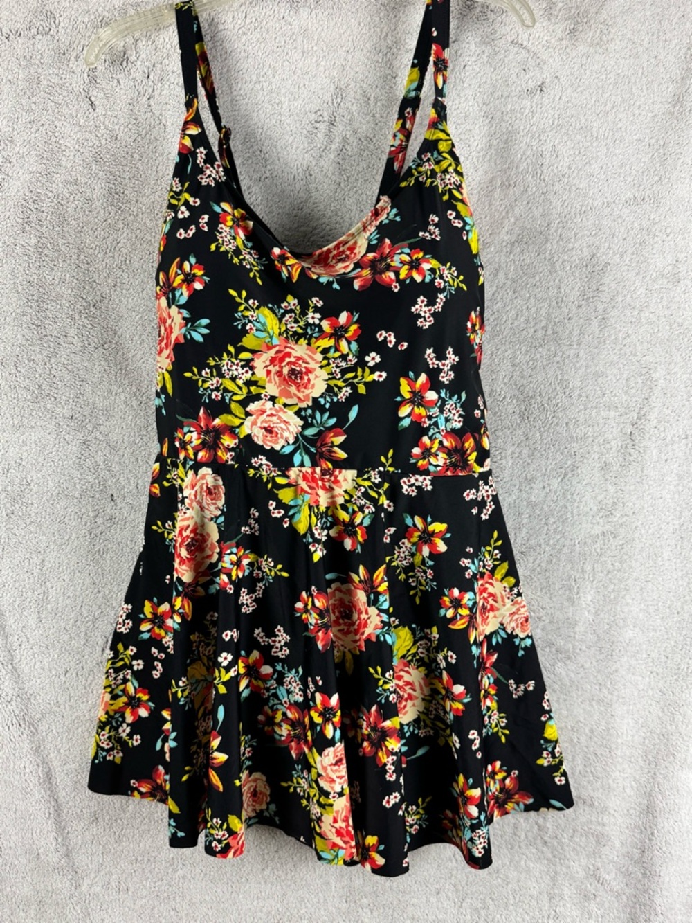 Torrid Black Floral One Piece Swimsuit Swim Dress Womens 4 Plus Size